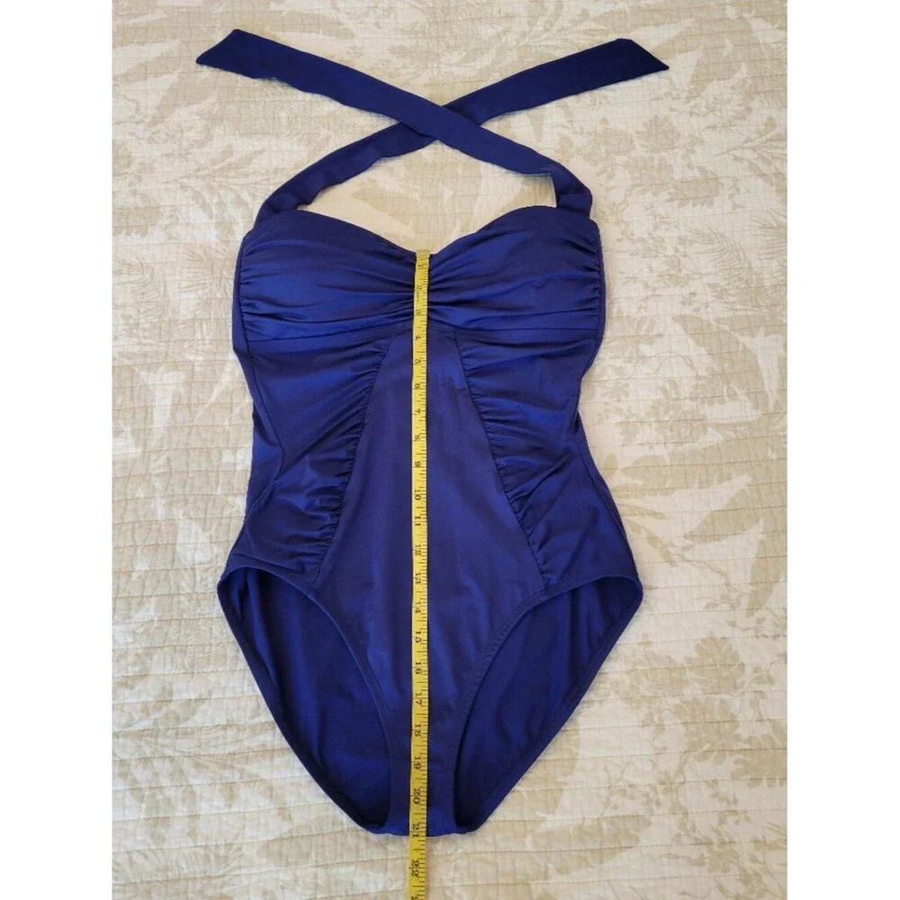 🌴 TOMMY BAHAMA Slimming Tummy Control One Piece Halter Swimsuit | Royal Blue 14